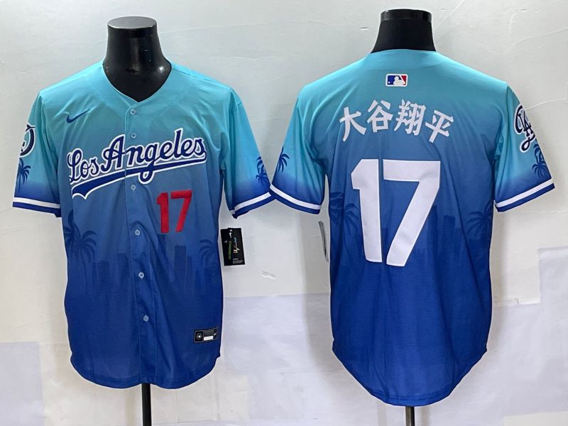 Men 2025 Los Angeles Dodgers #17 Ohtani Blue Nike MLB Jersey Daoqite style 10->los angeles dodgers->MLB Jersey